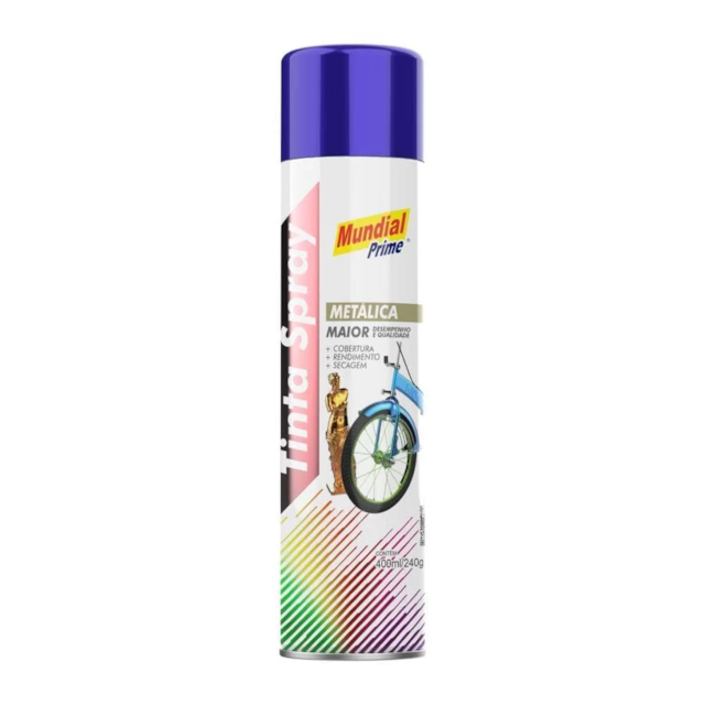 Tinta Spray Metálica Azul 400ml - MUNDIAL Tinta Spray Metálica Azul 400ml - MUNDIAL