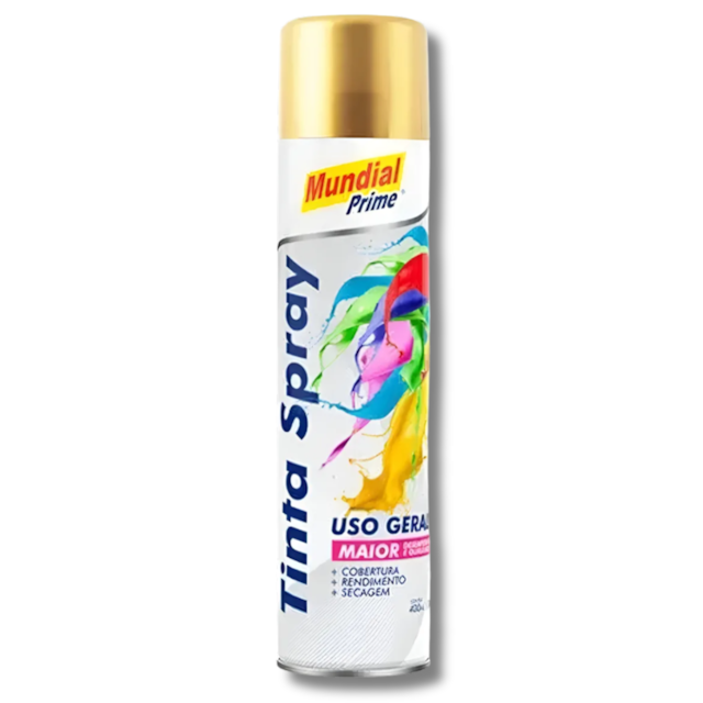 Tinta Spray Metálica Ouro 400ML - MUNDIAL PRIME