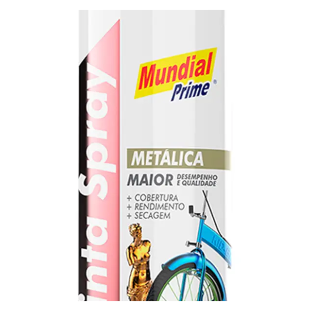 Tinta Spray Metálica Prata 400ml - MUNDIAL Tinta Spray Metálica Prata 400ml - MUNDIAL
