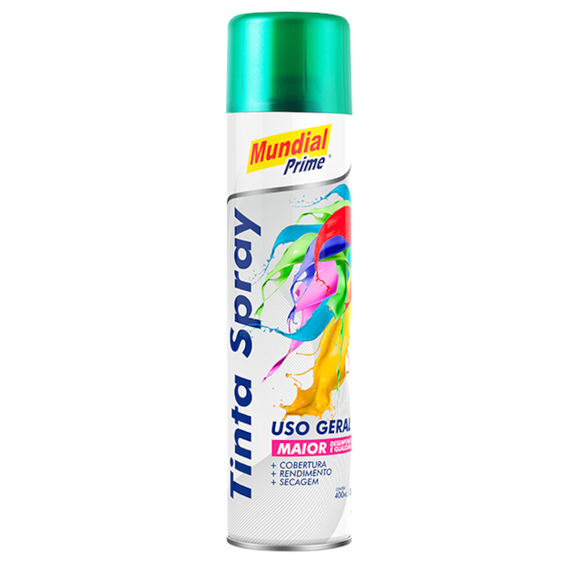 Tinta Spray Metálica Verde 400ml - MUNDIAL Tinta Spray Metálica Verde 400ml - MUNDIAL