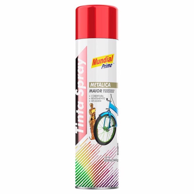 Tinta Spray Metálica Vermelho 400ml - MUNDIAL