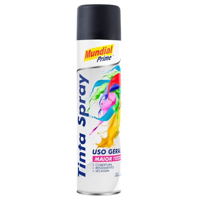 Tinta Spray Primer Uso Geral Preto Ug Fosco 400ml - MUNDIAL PRIME Tinta Spray Primer Uso Geral Preto Ug Fosco 400ml - MUNDIAL PRIME
