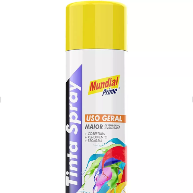 Tinta Spray Uso Geral 400ml Amarelo Bandeira - MUNDIAL Tinta Spray Uso Geral 400ml Amarelo Bandeira - MUNDIAL