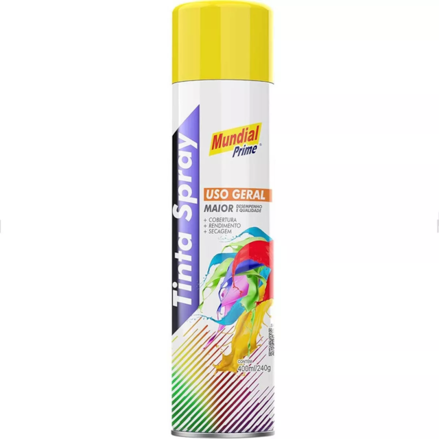 Tinta Spray Uso Geral 400ml Amarelo Bandeira - MUNDIAL Tinta Spray Uso Geral 400ml Amarelo Bandeira - MUNDIAL