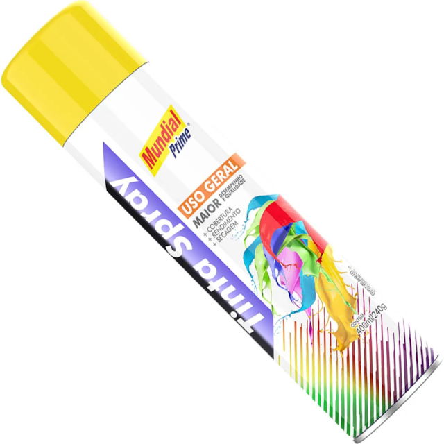 Tinta Spray Uso Geral 400ml Amarelo - MUNDIAL Tinta Spray Uso Geral 400ml Amarelo - MUNDIAL