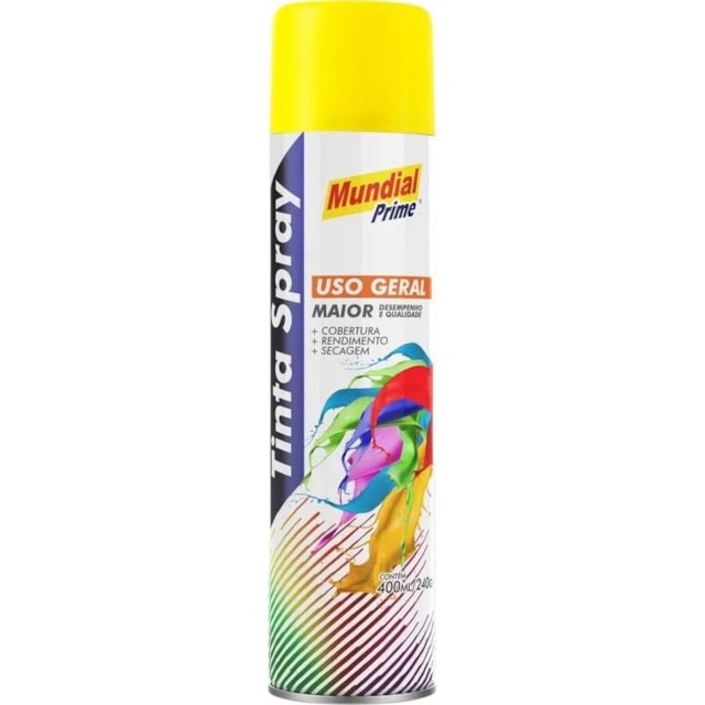 Tinta Spray Uso Geral 400ml Amarelo - MUNDIAL Tinta Spray Uso Geral 400ml Amarelo - MUNDIAL