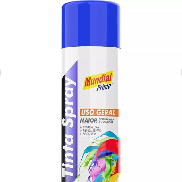 Tinta Spray Uso Geral 400ml Azul Bandeira - MUNDIAL Tinta Spray Uso Geral 400ml Azul Bandeira - MUNDIAL