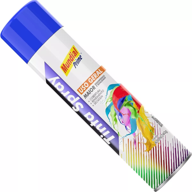 Tinta Spray Uso Geral 400ml Azul Bandeira - MUNDIAL Tinta Spray Uso Geral 400ml Azul Bandeira - MUNDIAL