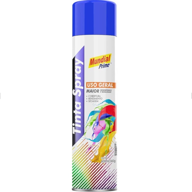 Tinta Spray Uso Geral 400ml Azul Bandeira - MUNDIAL