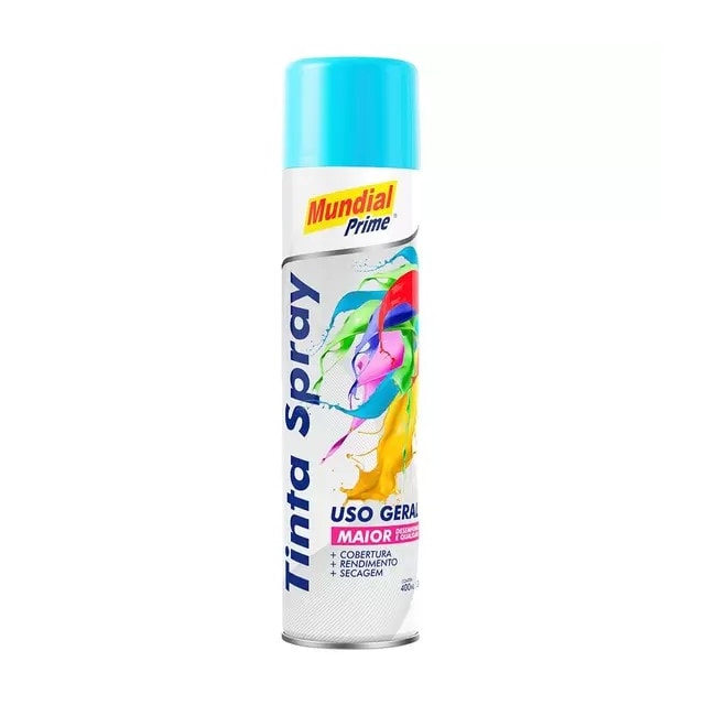 Tinta Spray Uso Geral 400ml Azul Claro - MUNDIAL Tinta Spray Uso Geral 400ml Azul Claro - MUNDIAL