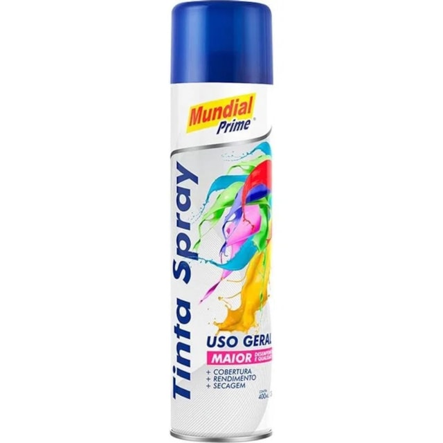 Tinta Spray Uso Geral 400ml Azul Escuro - MUNDIAL Tinta Spray Uso Geral 400ml Azul Escuro - MUNDIAL
