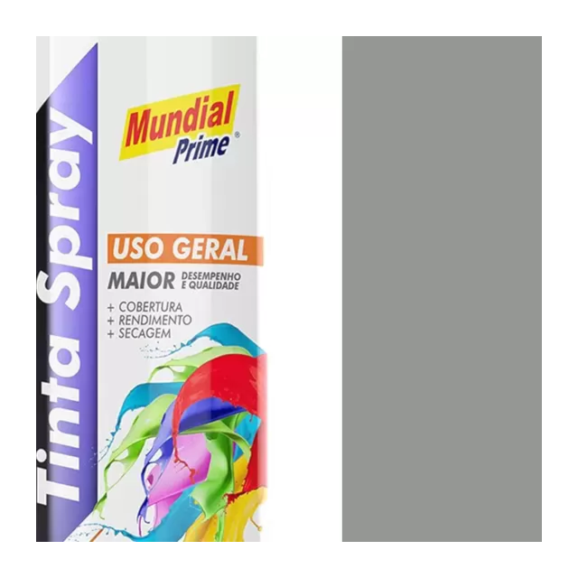 Tinta Spray Uso Geral 400ml Cinza Médio - MUNDIAL Tinta Spray Uso Geral 400ml Cinza Médio - MUNDIAL