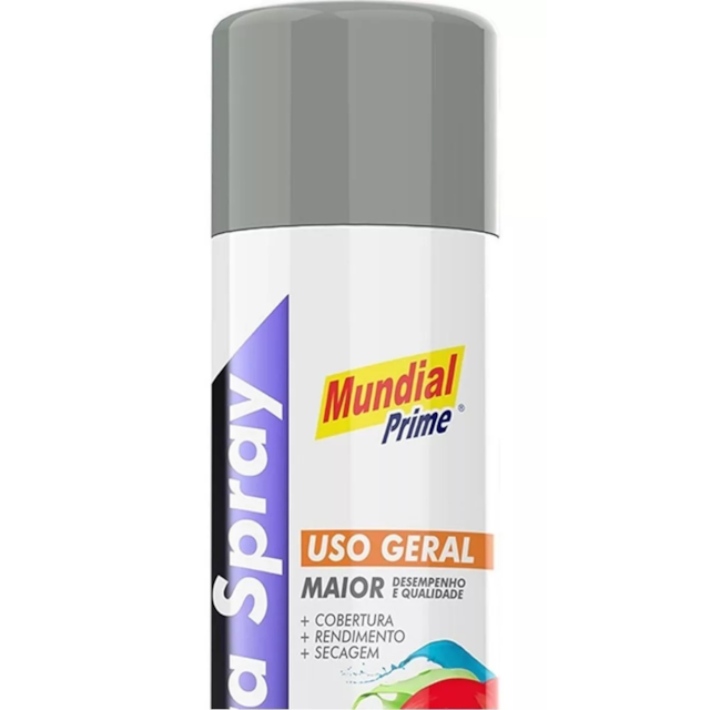 Tinta Spray Uso Geral 400ml Cinza Médio - MUNDIAL Tinta Spray Uso Geral 400ml Cinza Médio - MUNDIAL