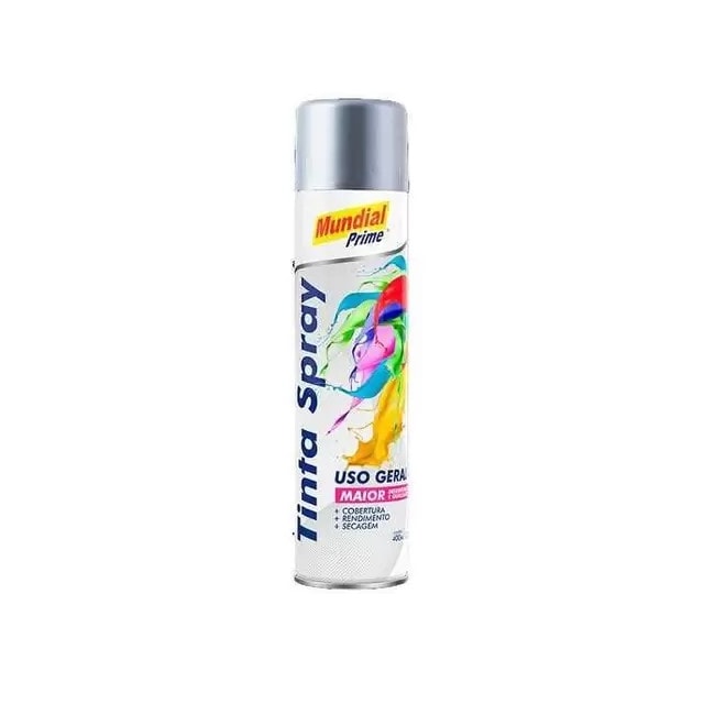 Tinta Spray Uso Geral 400ml Cinza Médio - MUNDIAL Tinta Spray Uso Geral 400ml Cinza Médio - MUNDIAL