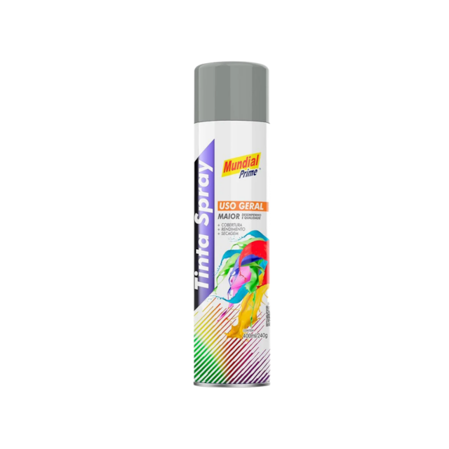 Tinta Spray Uso Geral 400ML Cinza Médio - MUNDIAL PRIME