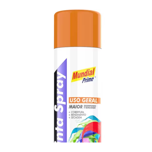 Tinta Spray Uso Geral 400ml Laranja - MUNDIAL Tinta Spray Uso Geral 400ml Laranja - MUNDIAL