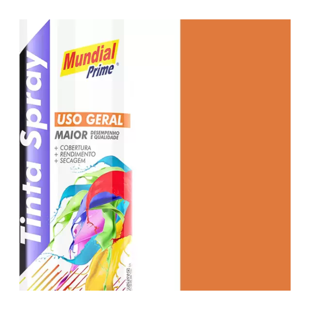 Tinta Spray Uso Geral 400ml Laranja - MUNDIAL Tinta Spray Uso Geral 400ml Laranja - MUNDIAL