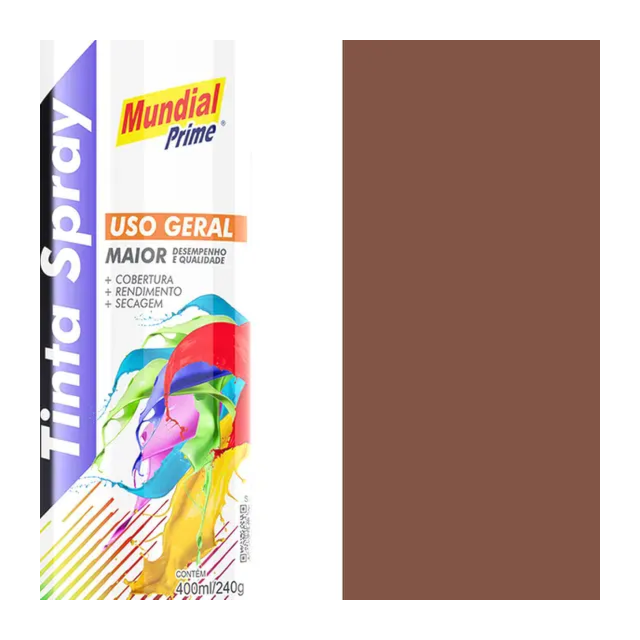 Tinta Spray Uso Geral 400ml Marrom - MUNDIAL Tinta Spray Uso Geral 400ml Marrom - MUNDIAL