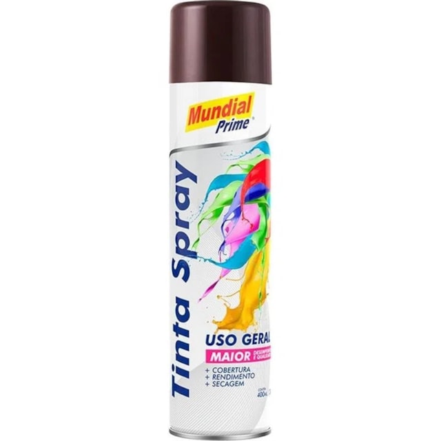 Tinta Spray Uso Geral 400ml Marrom - MUNDIAL Tinta Spray Uso Geral 400ml Marrom - MUNDIAL