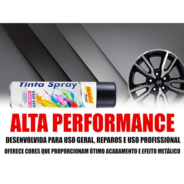 Tinta Spray Uso Geral 400ml Preto Semi Brilho - MUNDIAL