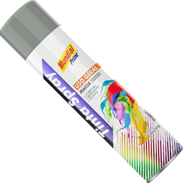 Tinta Spray Uso Geral 400ml Primer Cinza - MUNDIAL Tinta Spray Uso Geral 400ml Primer Cinza - MUNDIAL