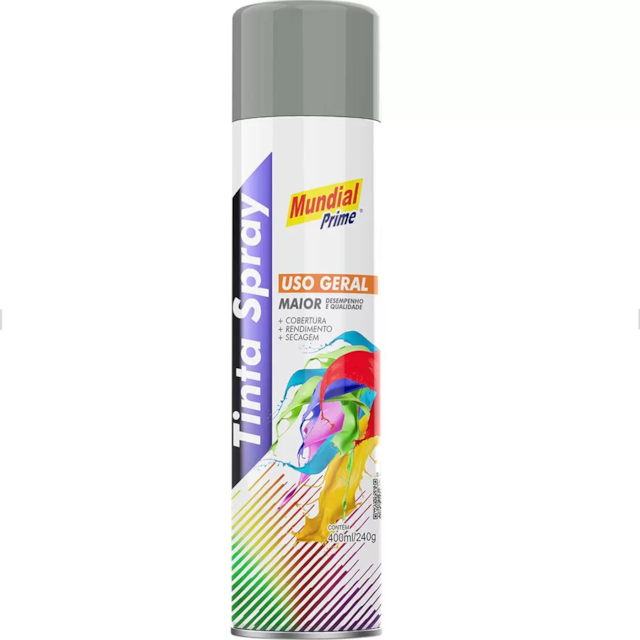 Tinta Spray Uso Geral 400ml Primer Cinza - MUNDIAL Tinta Spray Uso Geral 400ml Primer Cinza - MUNDIAL