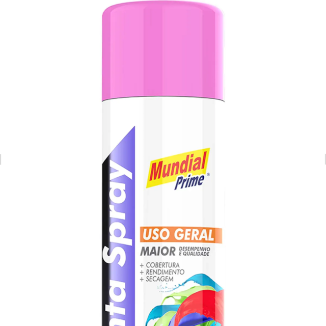 Tinta Spray Uso Geral 400ml Rosa - MUNDIAL Tinta Spray Uso Geral 400ml Rosa - MUNDIAL