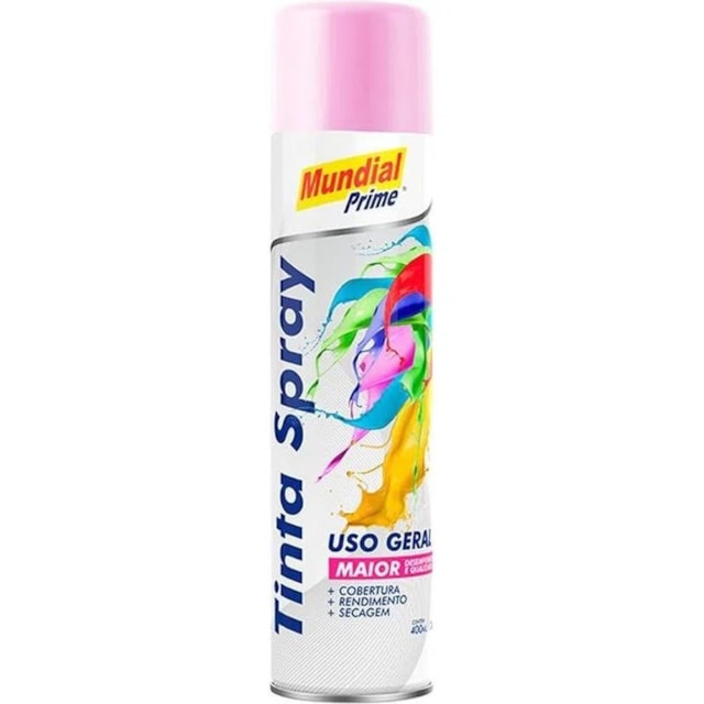 Tinta Spray Uso Geral 400ml Rosa - MUNDIAL Tinta Spray Uso Geral 400ml Rosa - MUNDIAL