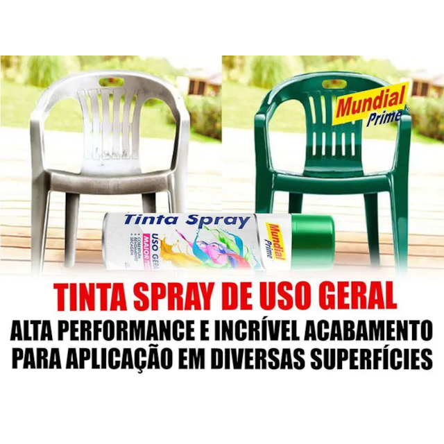 Tinta Spray Uso Geral 400ml Verde Bandeira - MUNDIAL Tinta Spray Uso Geral 400ml Verde Bandeira - MUNDIAL