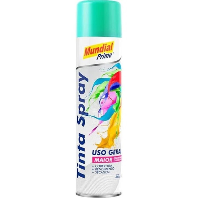 Tinta Spray Uso Geral 400ml Verde Claro - MUNDIAL Tinta Spray Uso Geral 400ml Verde Claro - MUNDIAL