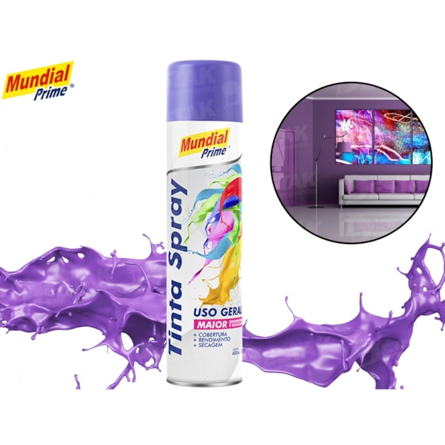 Tinta Spray Uso Geral 400ml Violeta - MUNDIAL Tinta Spray Uso Geral 400ml Violeta - MUNDIAL