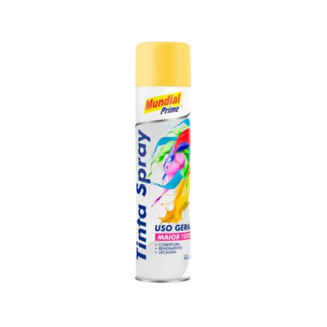 Tinta Spray Uso Geral Amarelo Bandeira 400ML - MUNDIAL PRIME