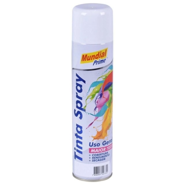 Tinta Spray Uso Geral Branco Brilhante 400ml - MUNDIAL PRIME Tinta Spray Uso Geral Branco Brilhante 400ml - MUNDIAL PRIME