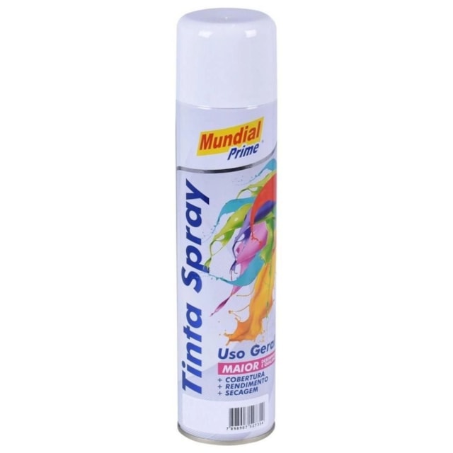 Tinta Spray Uso Geral Branco Brilhante 400ml - MUNDIAL PRIME