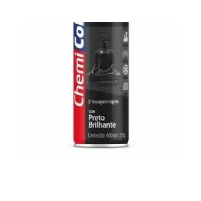 Tinta Spray Uso Geral Preto Brilhante 400ml - Chemicolor