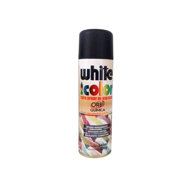 Tinta White Color Spray Preto Fosco 340ml - Orbi Química 