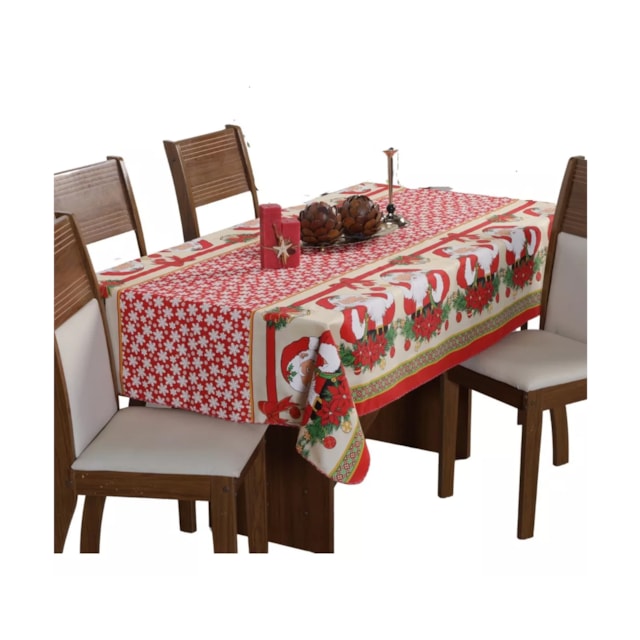 Toalha De Mesa 4 Lugares Estampa Natalina Papai Noel Natal