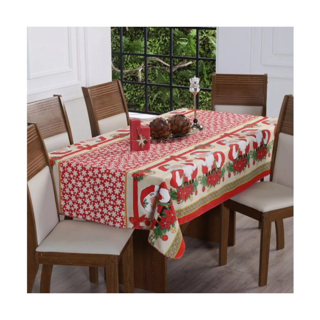 Toalha De Mesa Decorativa Natalina 6 Lugares Papai Noel