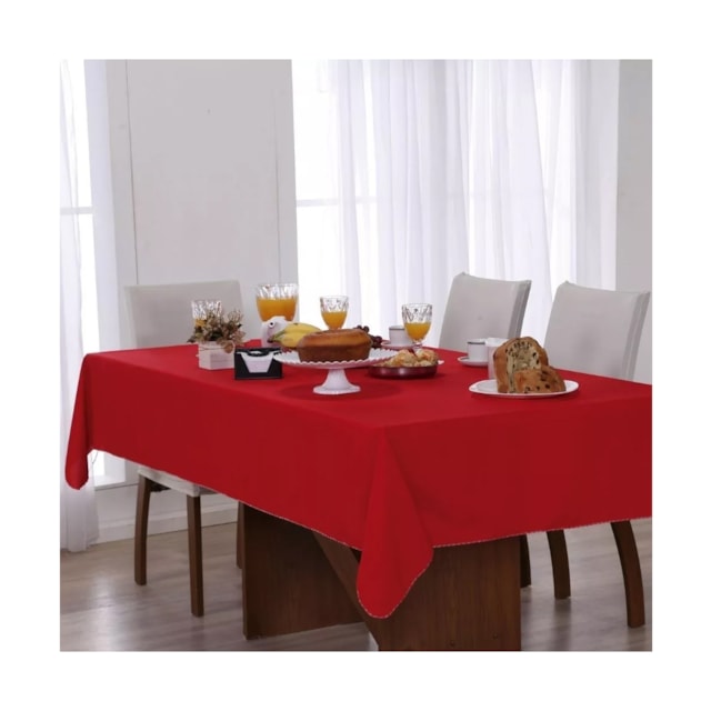 Toalha De Mesa Vermelha Natal Cozinha Buffet Lisa 4 Lugares