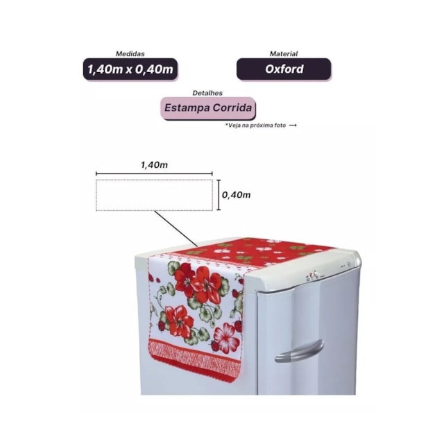 Toalha Para Geladeira 40 X 1,40 Multiuso Tecido Oxford Toalha Para Geladeira 40 X 1,40 Multiuso Tecido Oxford