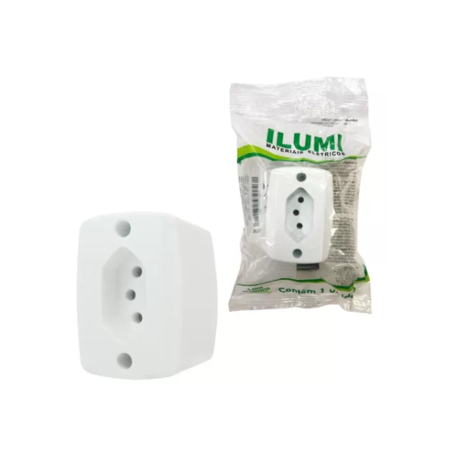 Tomada de Sobrepor 2P+T 20A Branca - ILUMI Tomada de Sobrepor 2P+T 20A Branca - ILUMI