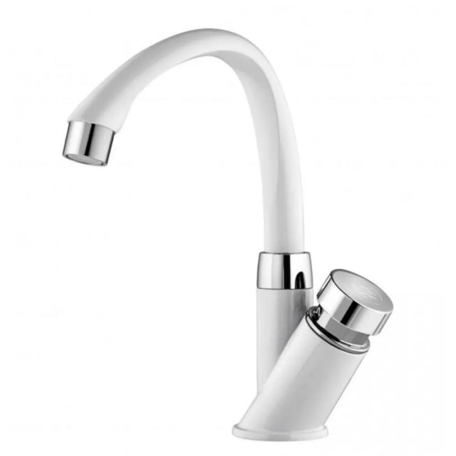 Torneira Automática de Mesa Bica Alta Branca / Cromada 1/2" - TIGRE Torneira Automática de Mesa Bica Alta Branca / Cromada 1/2" - TIGRE