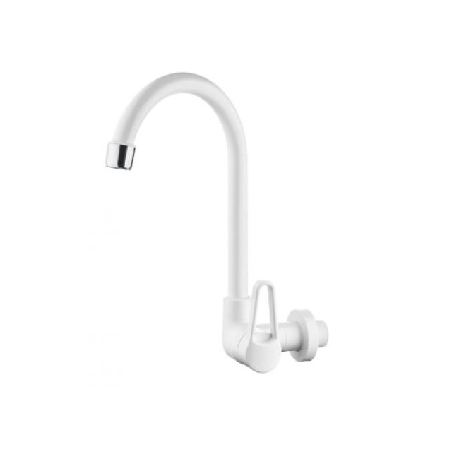 Torneira de Parede com Bica Móvel Quartzo Branca - HERC Torneira de Parede com Bica Móvel Quartzo Branca - HERC
