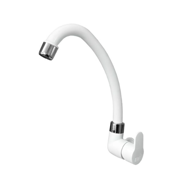Torneira de Parede com Bica Móvel Tivoli Branco com Cromado - HERC Torneira de Parede com Bica Móvel Tivoli Branco com Cromado - HERC