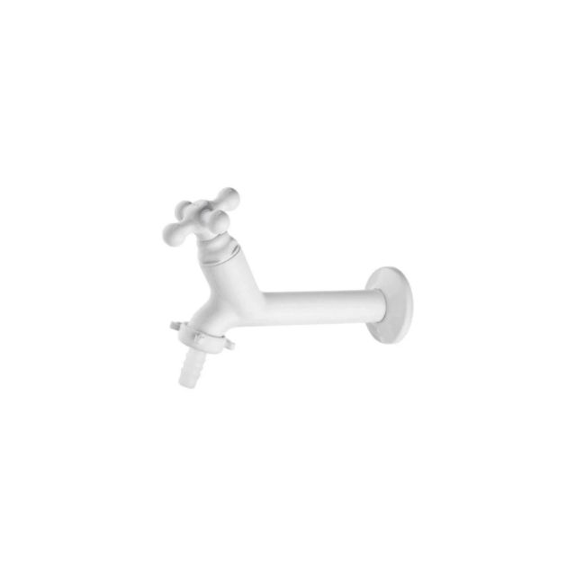 Torneira de Plástico Maruji Branca 15cm para Tanques 1/2" e 3/4" - VÍQUA Torneira de Plástico Maruji Branca 15cm para Tanques 1/2" e 3/4" - VÍQUA