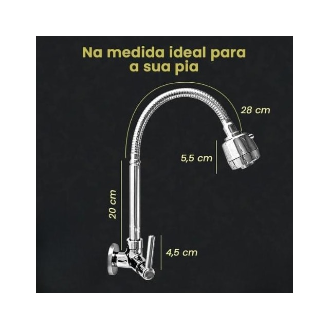 Torneira Gourmet para Cozinha de Parede Max 1/4" de Volta C-34 - MESANO