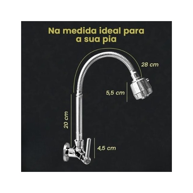 Torneira Gourmet para Cozinha de Parede Max 1/4" de Volta C-34 - MESANO Torneira Gourmet para Cozinha de Parede Max 1/4" de Volta C-34 - MESANO