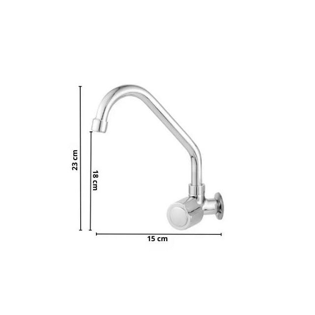 Torneira para Cozinha Alta Bica Móvel C-50 1/4" volta 1/2" Cromada Dn15 - Delta Metais