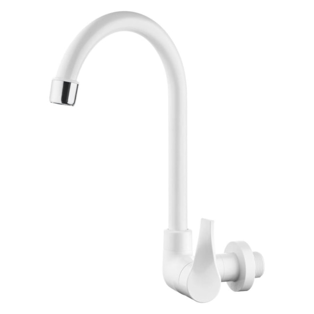 Torneira para Cozinha Parede Bica Móvel Twist Branca - Herc Torneira para Cozinha Parede Bica Móvel Twist Branca - Herc