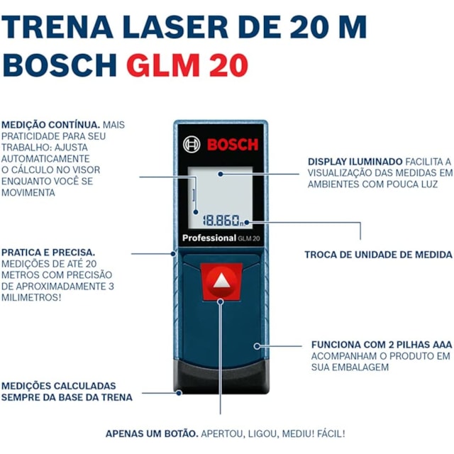 Trena Laser GLM 20M - BOSCH